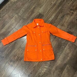 Peter Millar Women’s Rain Spring Coat Orange Collared Nylon Utility Womens Sz XS